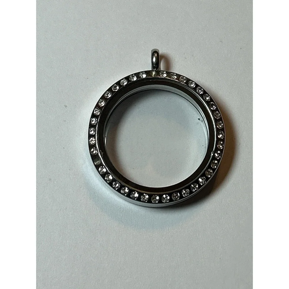 ORIGAMI OWL LARGE Silver Magnetic Living Locket w/ Crystals Missing‎ 2 Stone